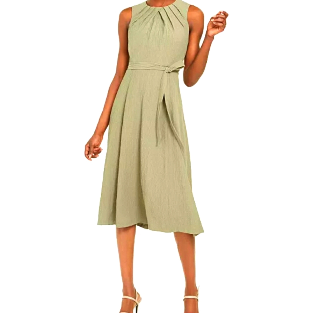 Calvin Klein Green Midi Pleated Dress Size 10